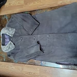 Vintage Suede and Fur Trench Coat Jacket